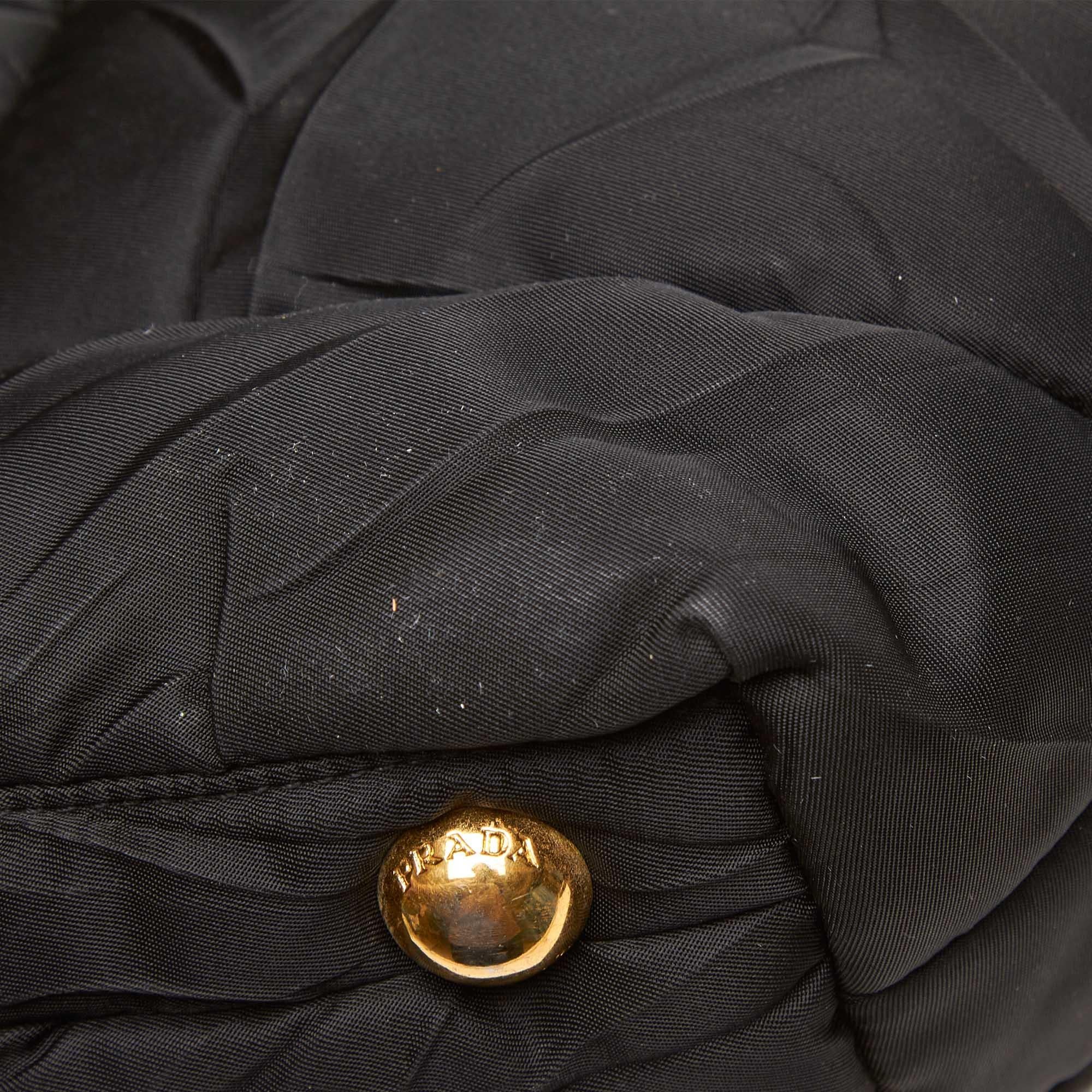 Prada Black Nylon Fabric Quilted Tote Bag Italy 5