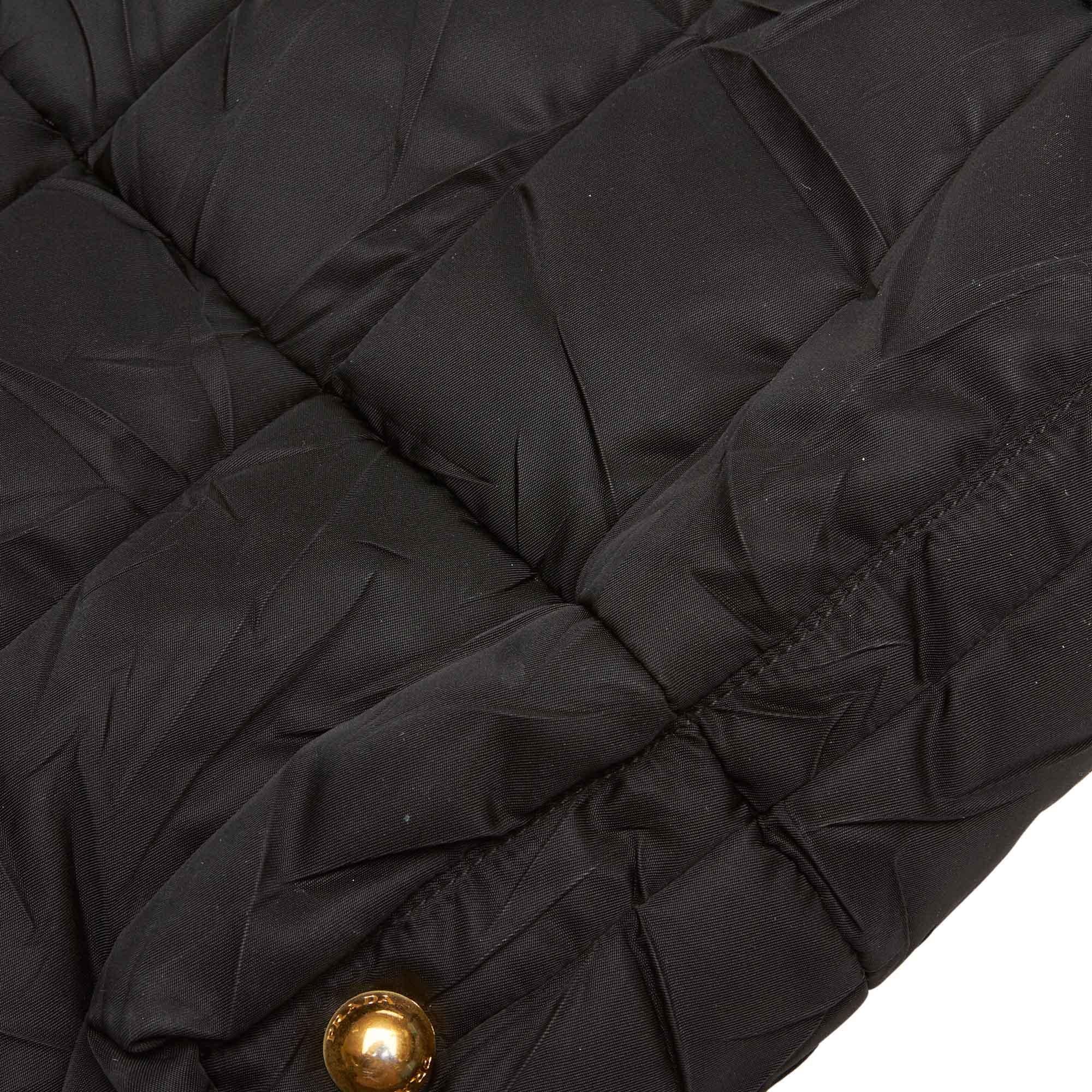 Prada Black Nylon Fabric Quilted Tote Bag Italy 6
