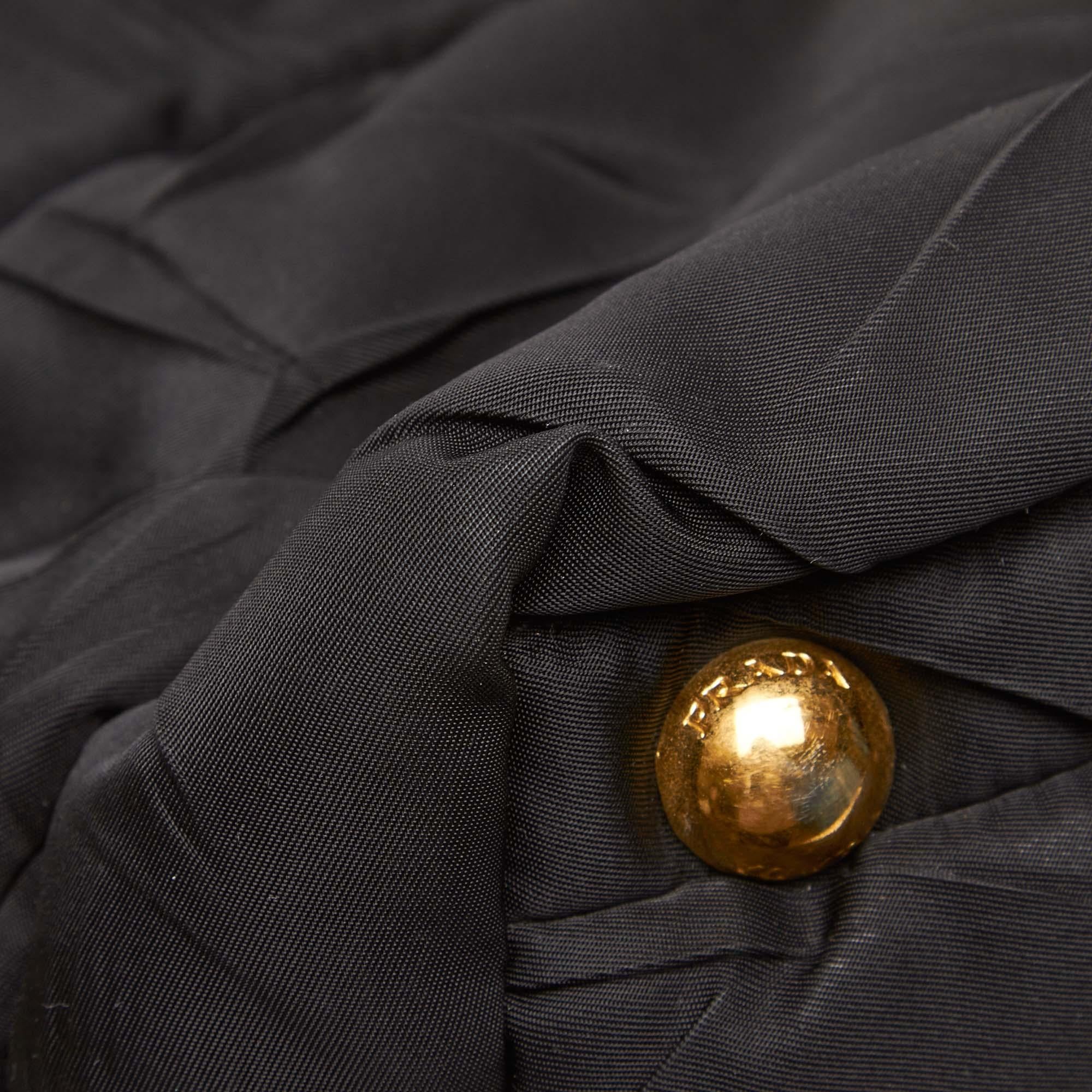 Prada Black Nylon Fabric Quilted Tote Bag Italy 2