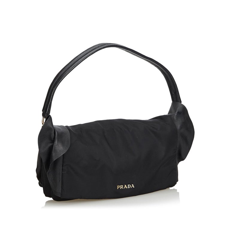 Prada Black Nylon Fabric Shoulder Bag Italy at 1stDibs