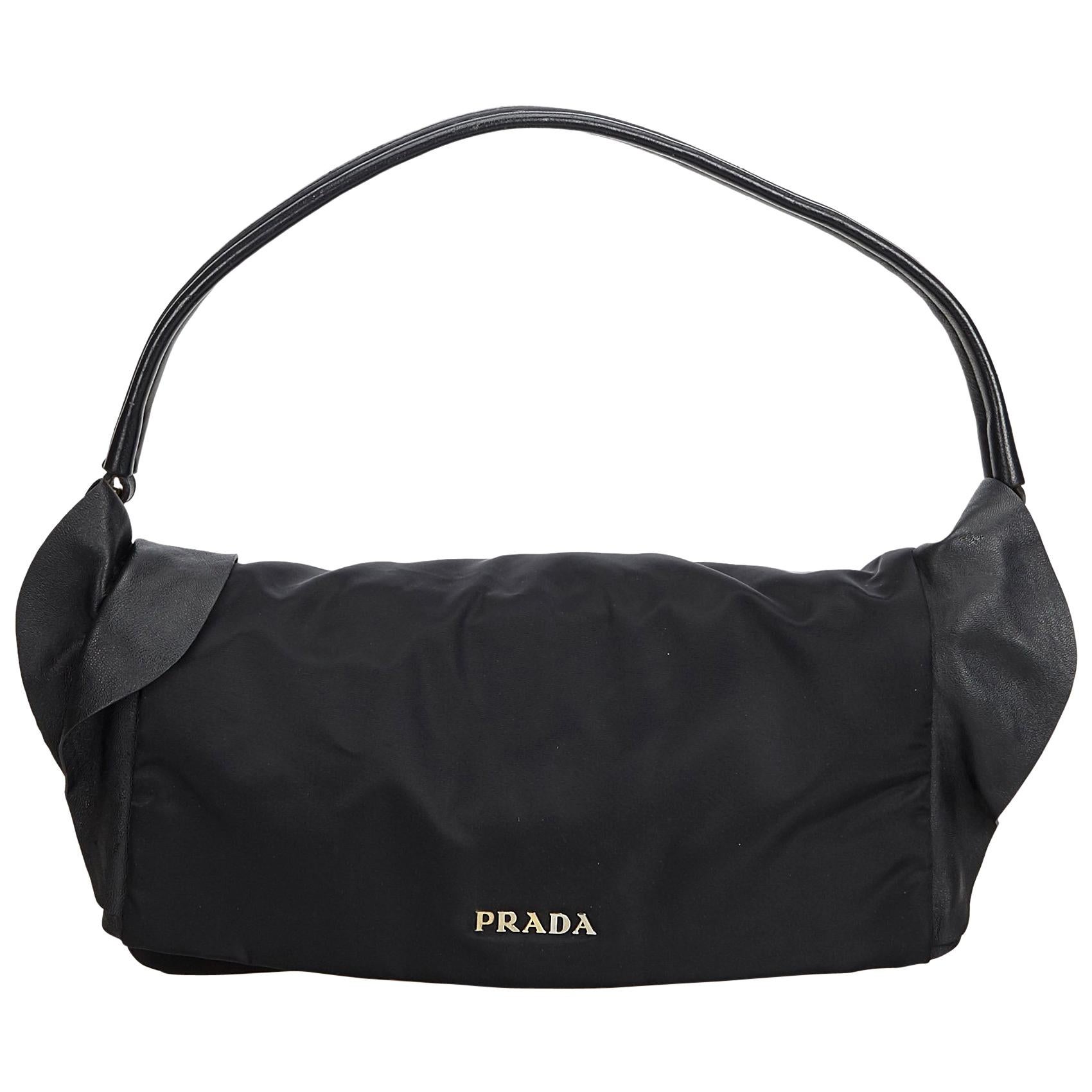 Prada Black Nylon Fabric Shoulder Bag Italy at 1stDibs