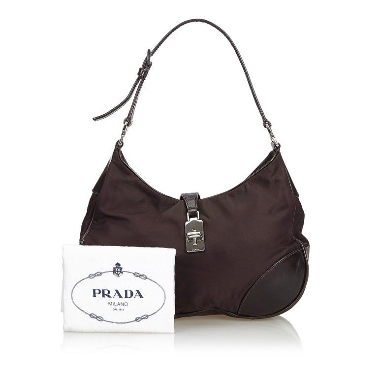 Prada Black Nylon Fabric Shoulder Bag Italy w/ Dust Bag at 1stDibs