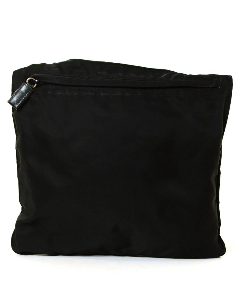 Prada Black Nylon Flat Messenger Bag For Sale at 1stDibs