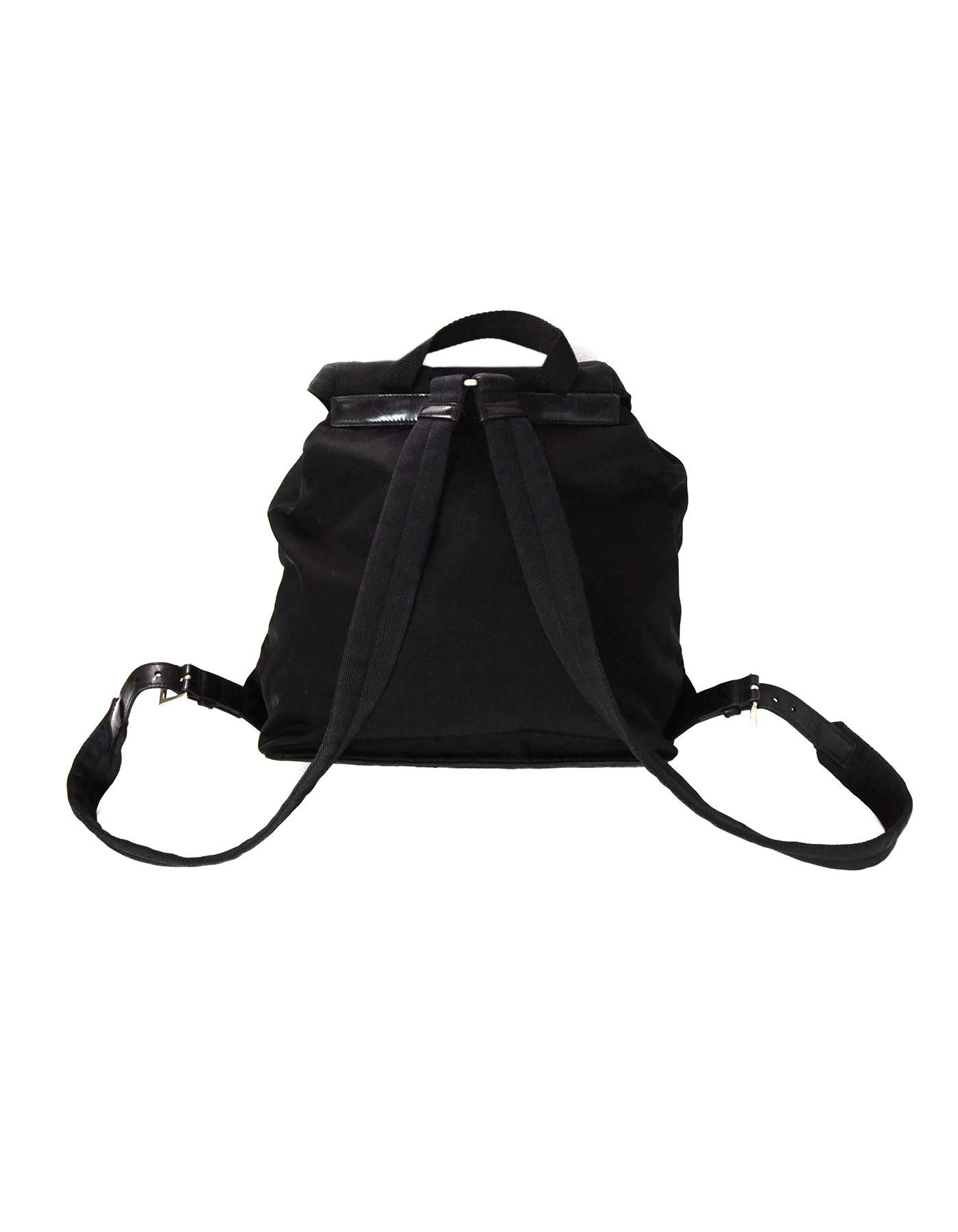 Prada Black Nylon Front Zip Pocket Backpack Bag In Excellent Condition In New York, NY