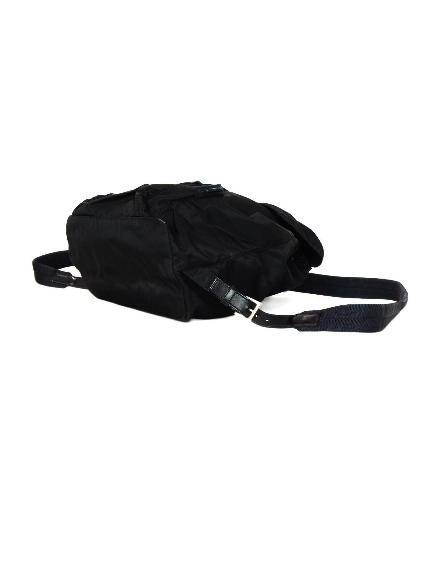 Prada Black Nylon Front Zip Pocket Backpack Bag 1