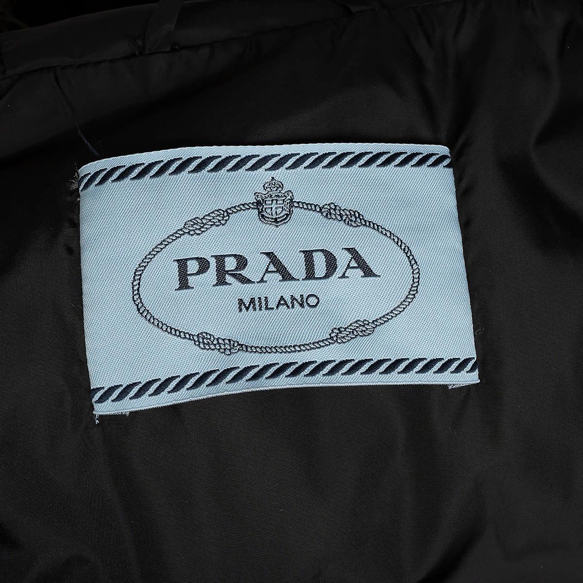 PRADA black nylon FUR TRIM QUILTED DOWN PARKA Puffer Jacket 46 XL For Sale 1