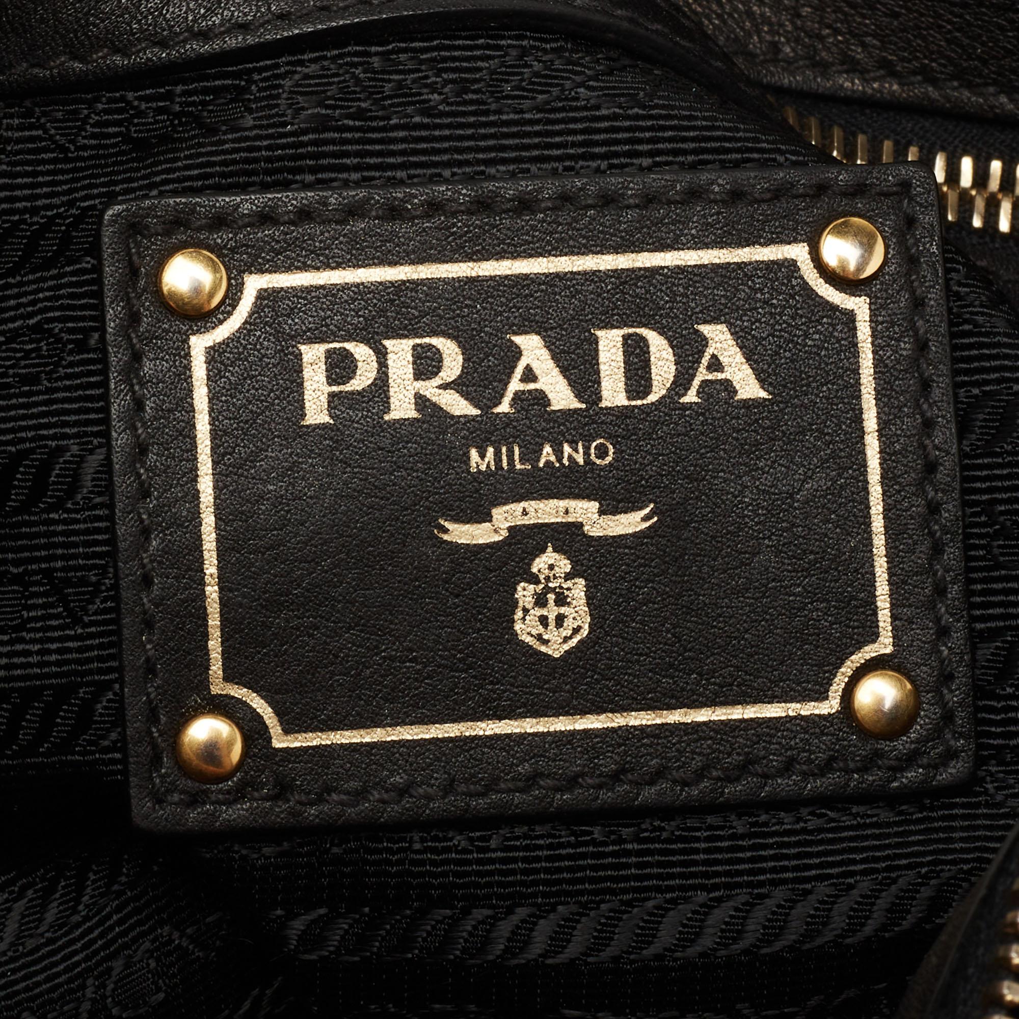 Prada Black Nylon Gaufre Chain Tote 7