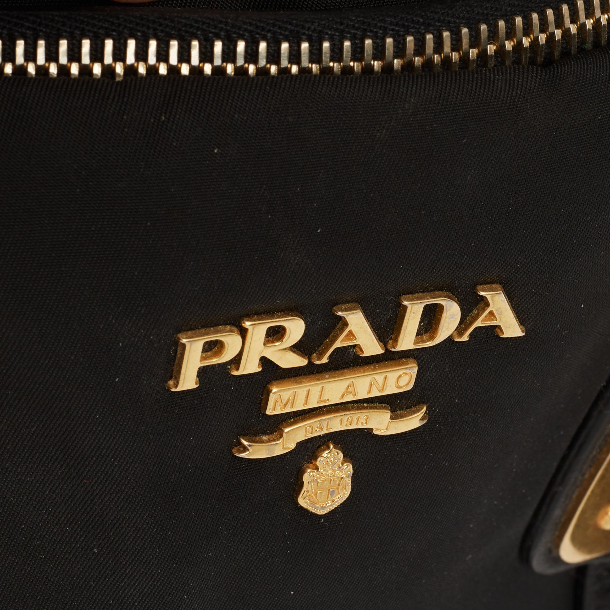 Prada Black Nylon Gaufre Chain Tote 4