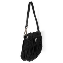 PRADA black nylon GAUFRE POCHETTE Shoulder Bag 1N1374