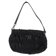 PRADA black nylon GAUFRE POCHETTE Shoulder Bag 1N1374