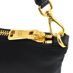 Prada Black Nylon Gold Small Mini Pochette Top Handle Evening Shoulder Bag