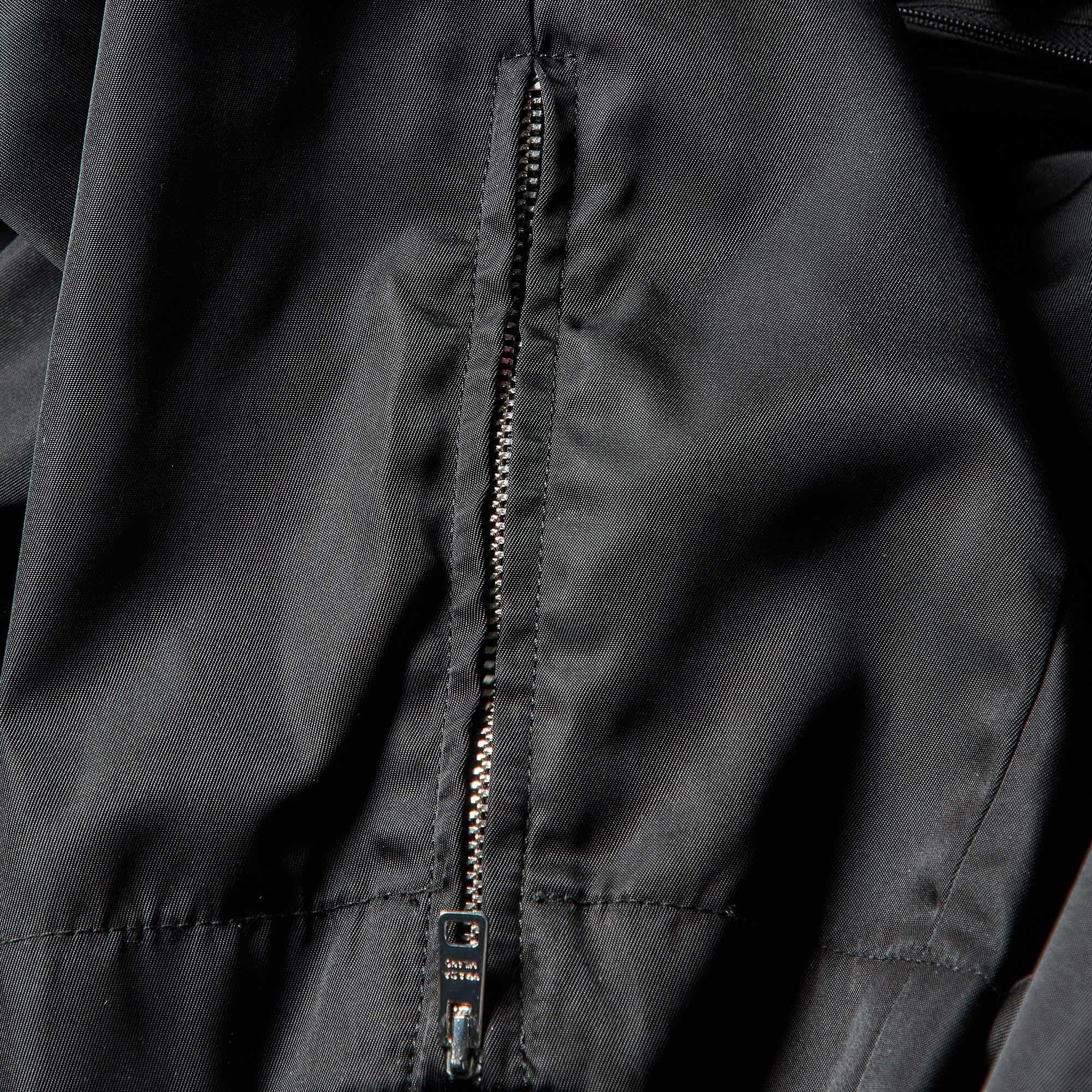 Women's Prada Black Nylon Leather Badge Detail Trousers S