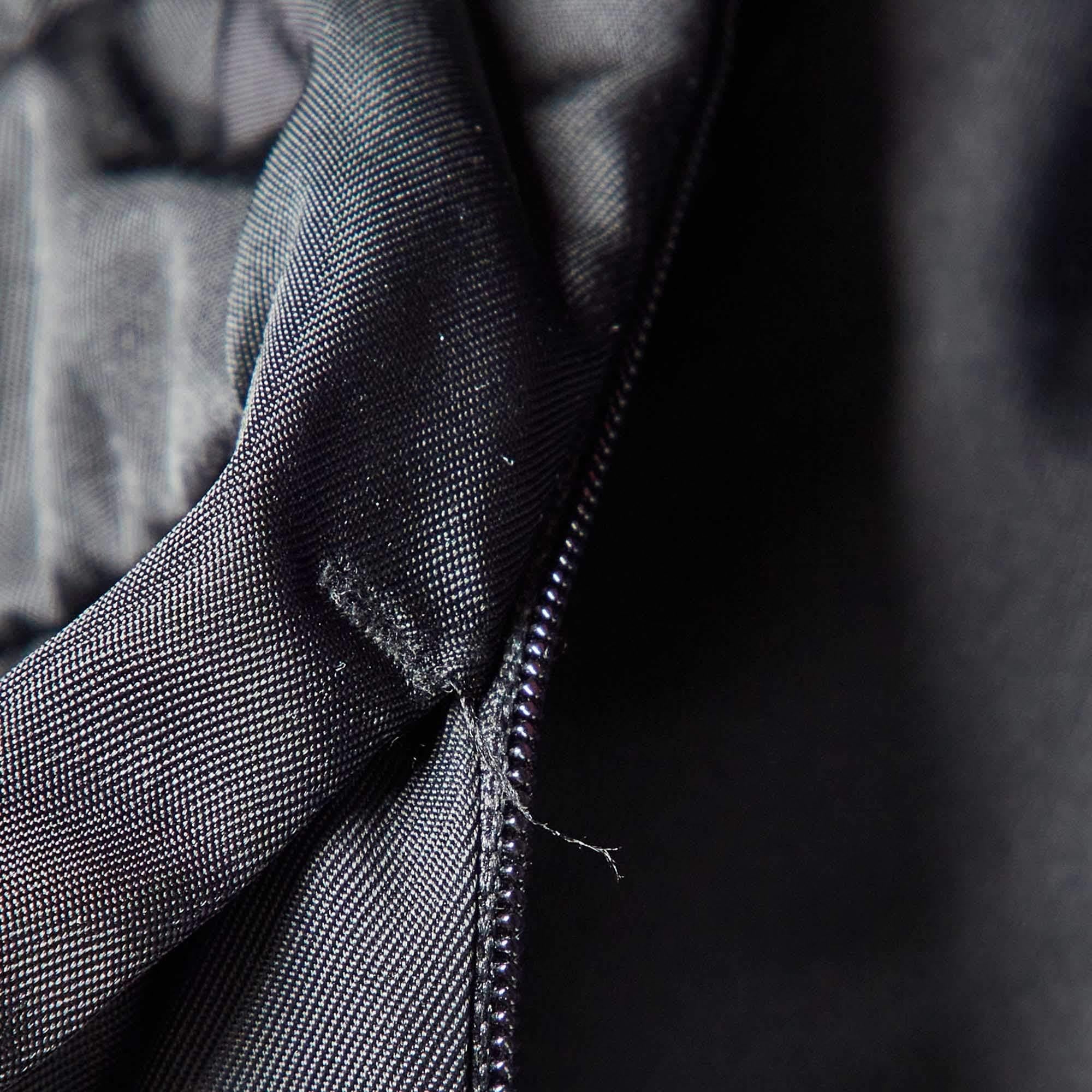 Prada Black Nylon Leather Badge Detail Trousers S 1