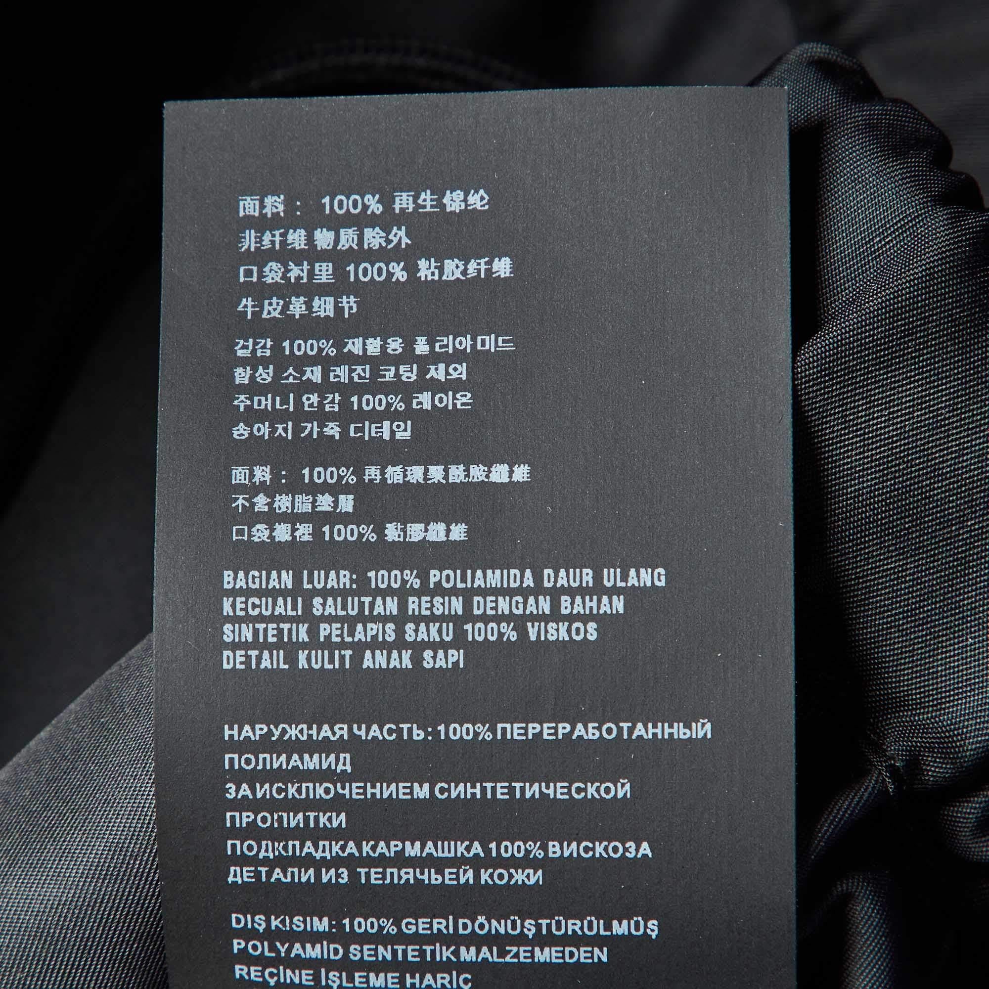 Prada Black Nylon Leather Badge Detail Trousers S 4