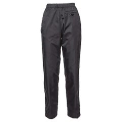 Prada Black Nylon Leather Badge Detail Trousers S