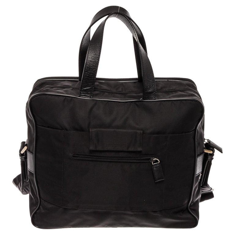 Prada Black Nylon Leather Messenger Bag For Sale at 1stDibs