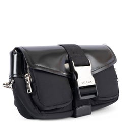 PRADA black nylon & leather POCKET Crossbody Bag