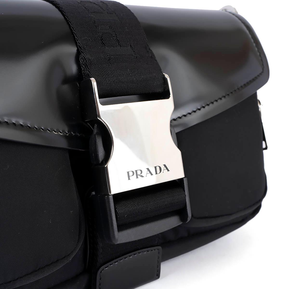 PRADA black nylon & leather POCKET Crossbody Bag For Sale 3