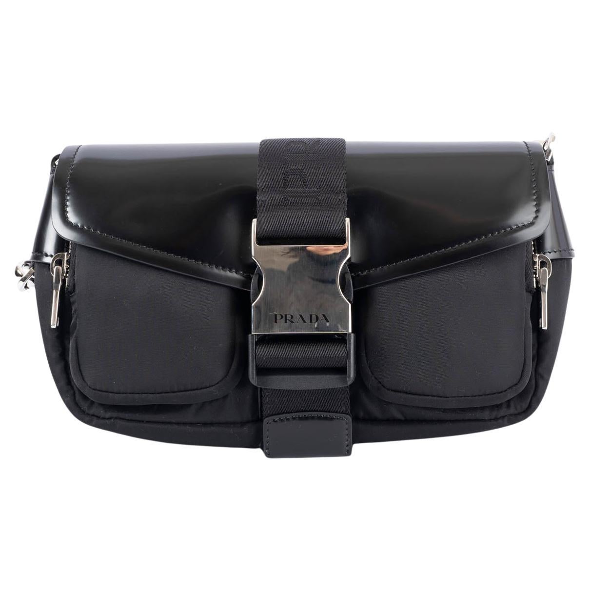PRADA black nylon & leather POCKET Crossbody Bag For Sale