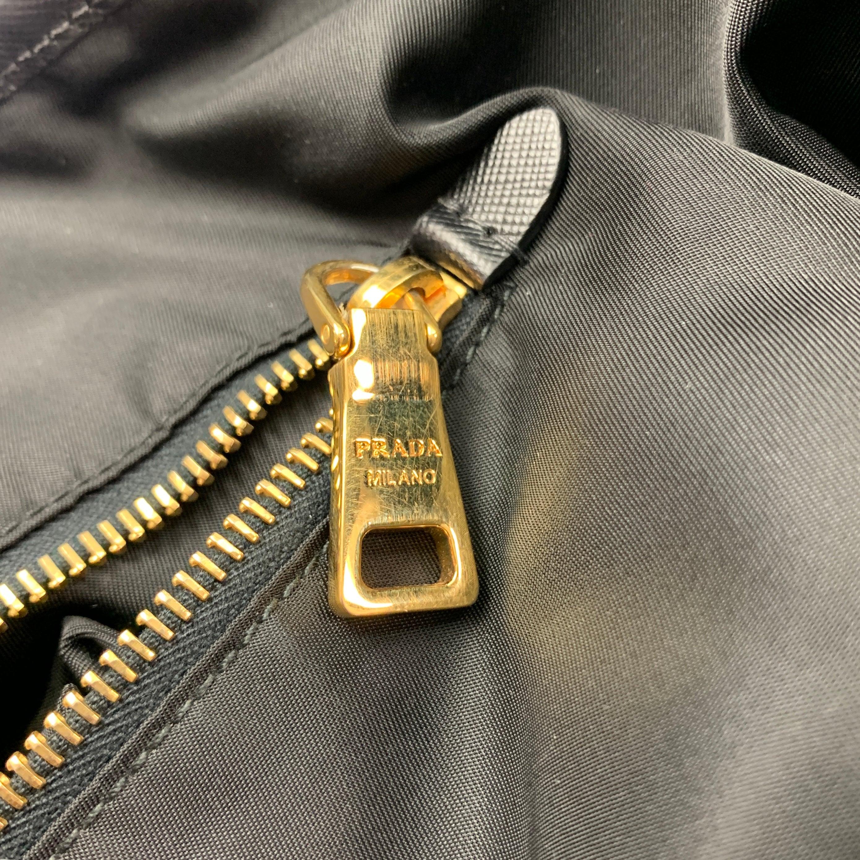 PRADA Black Nylon Leather Trim Tote Handbag 5