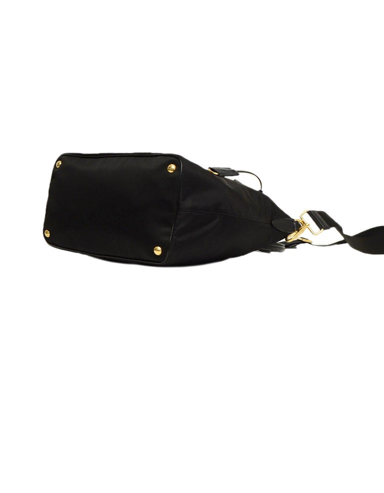 Prada Black Nylon/Leather Zip Top Tote Bag For Sale at 1stdibs
