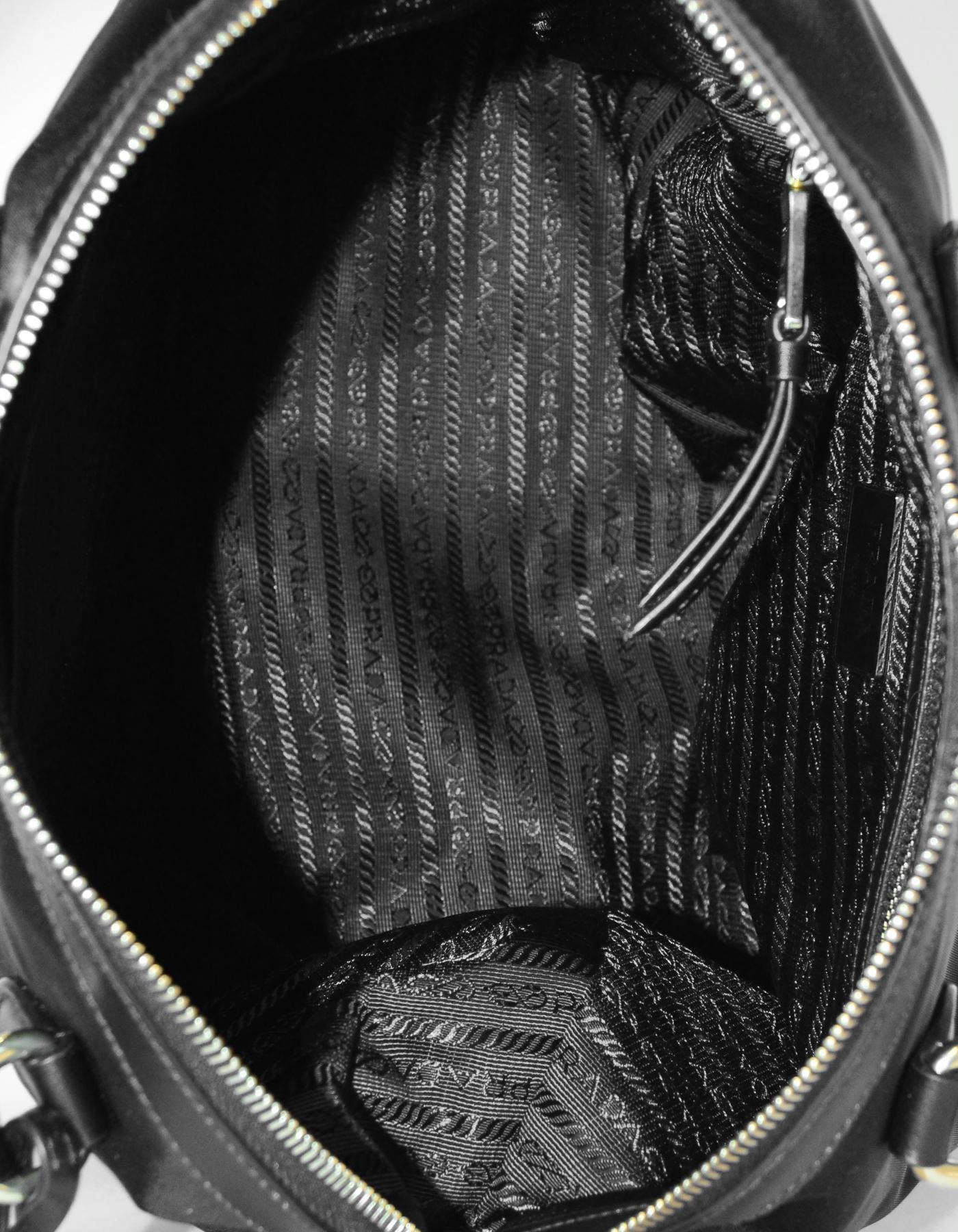 Prada Black Nylon/Leather Zip Top Tote Bag 2