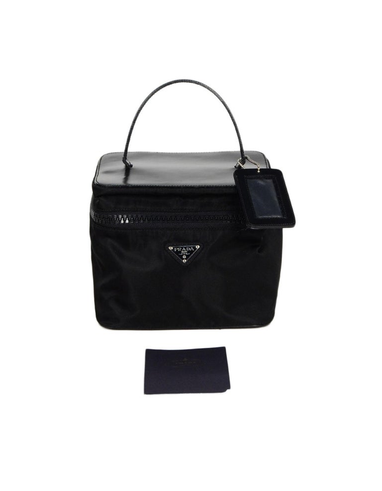 Prada Black Nylon/Leather Zip Top Vanity Case For Sale at 1stDibs | prada  vanity, prada vanity bag, prada vanity case