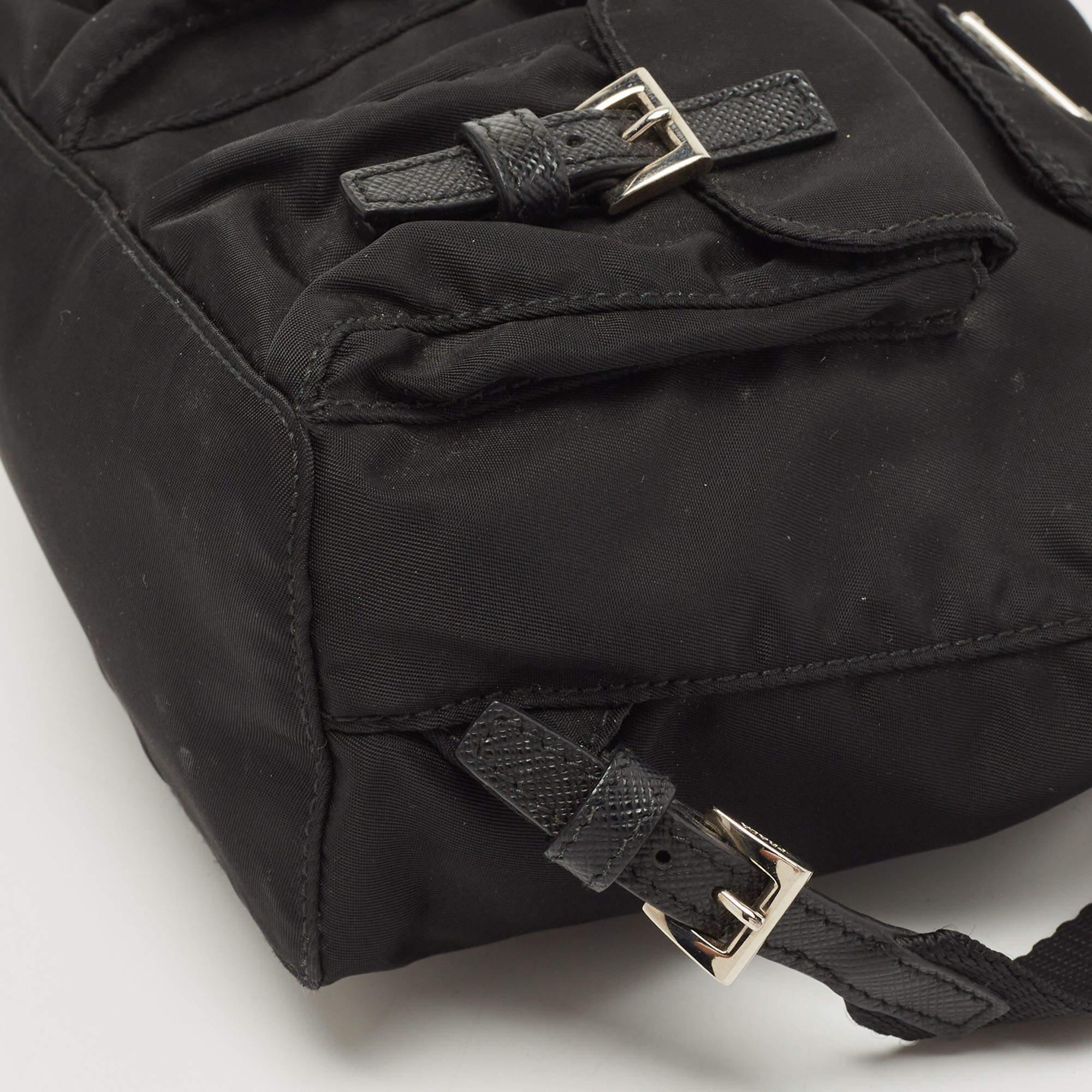 Prada Black Nylon Logo Mini Drawstring Backpack 6