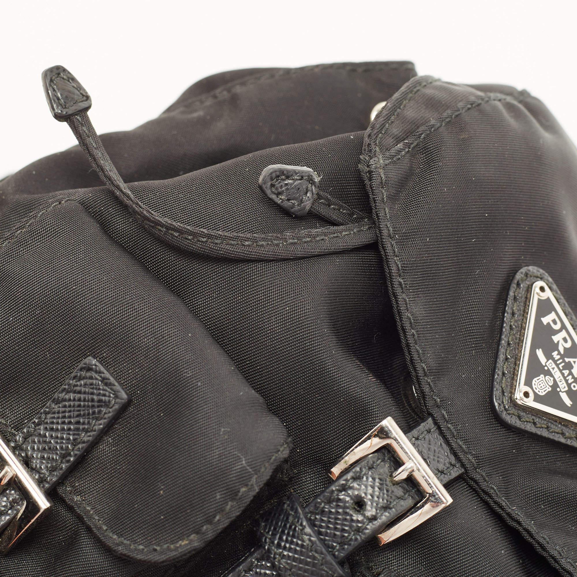 Prada Black Nylon Logo Mini Drawstring Backpack 1