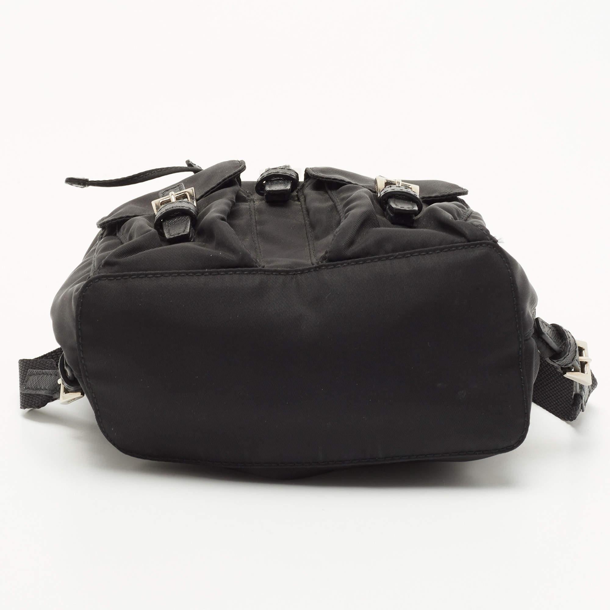 Prada Black Nylon Logo Mini Drawstring Backpack 4