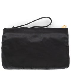 PRADA black nylon LOGO WRISTLET Clutch Bag 1NH545