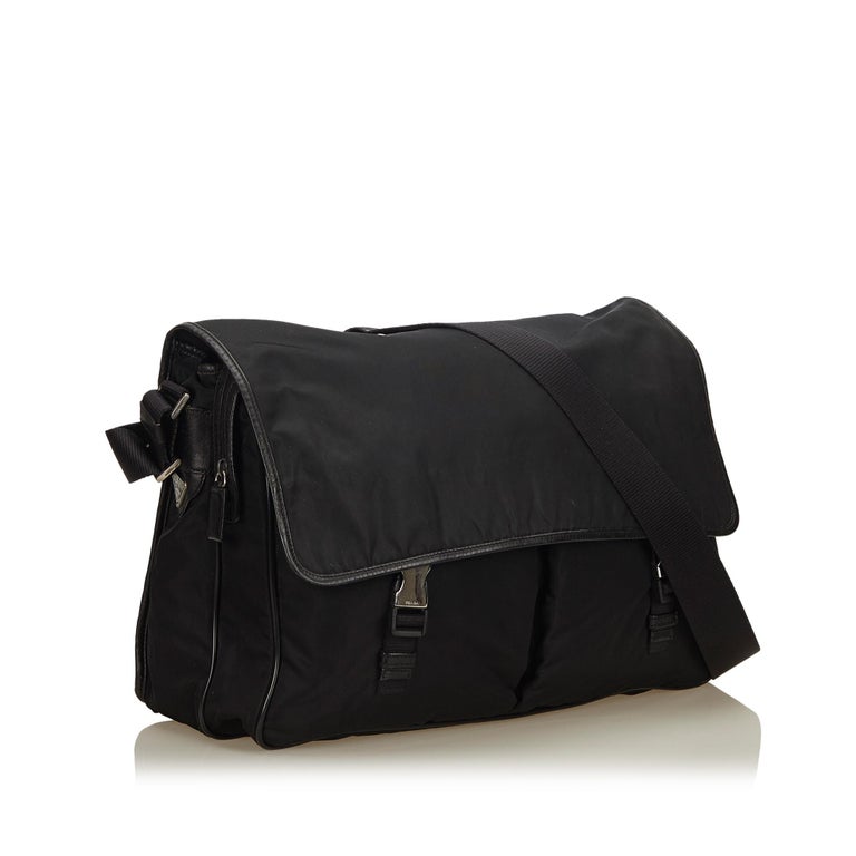 Prada Black Nylon Messenger Bag For Sale at 1stDibs