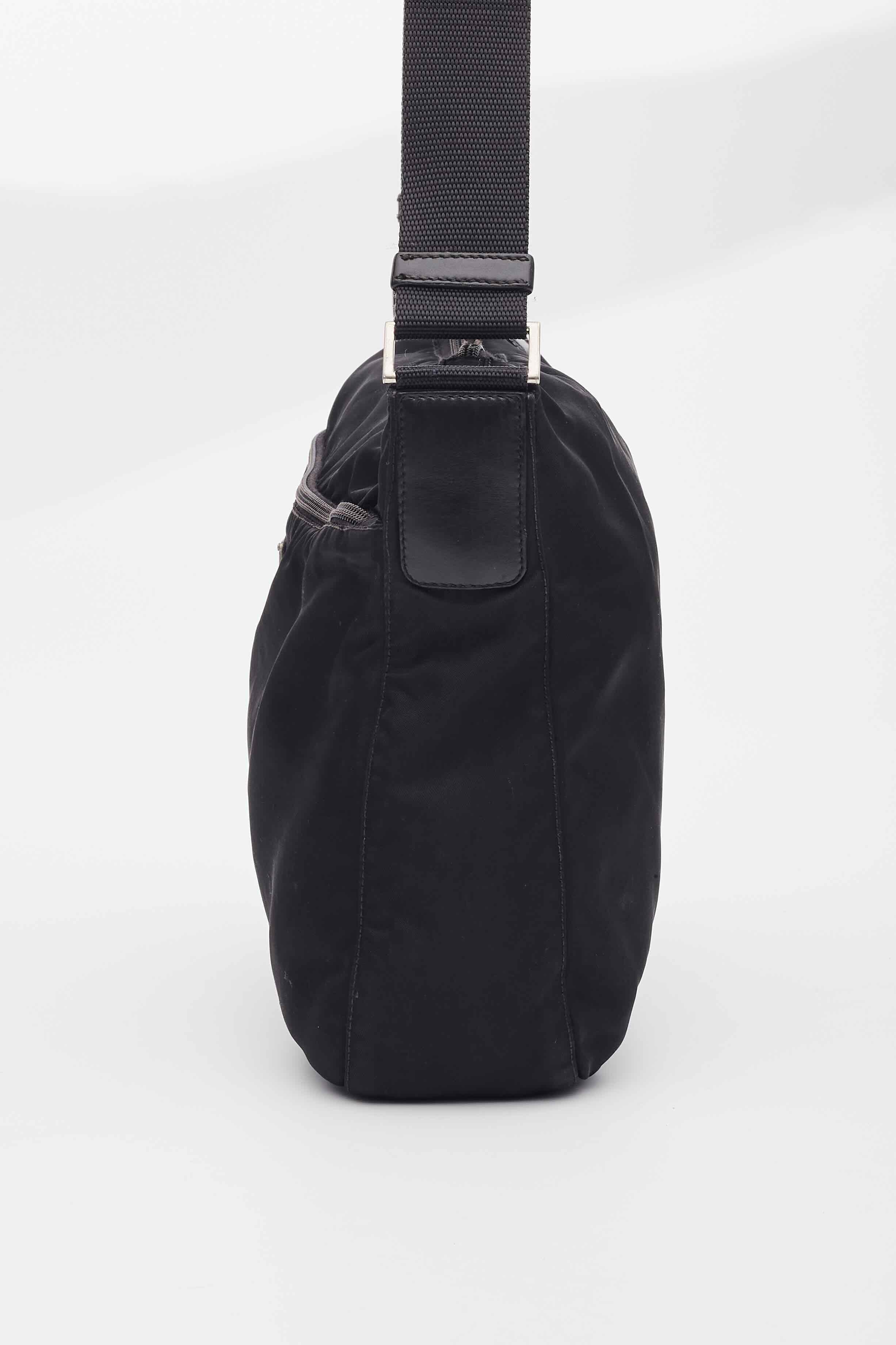 Prada Black Nylon Messenger Bag For Sale 1