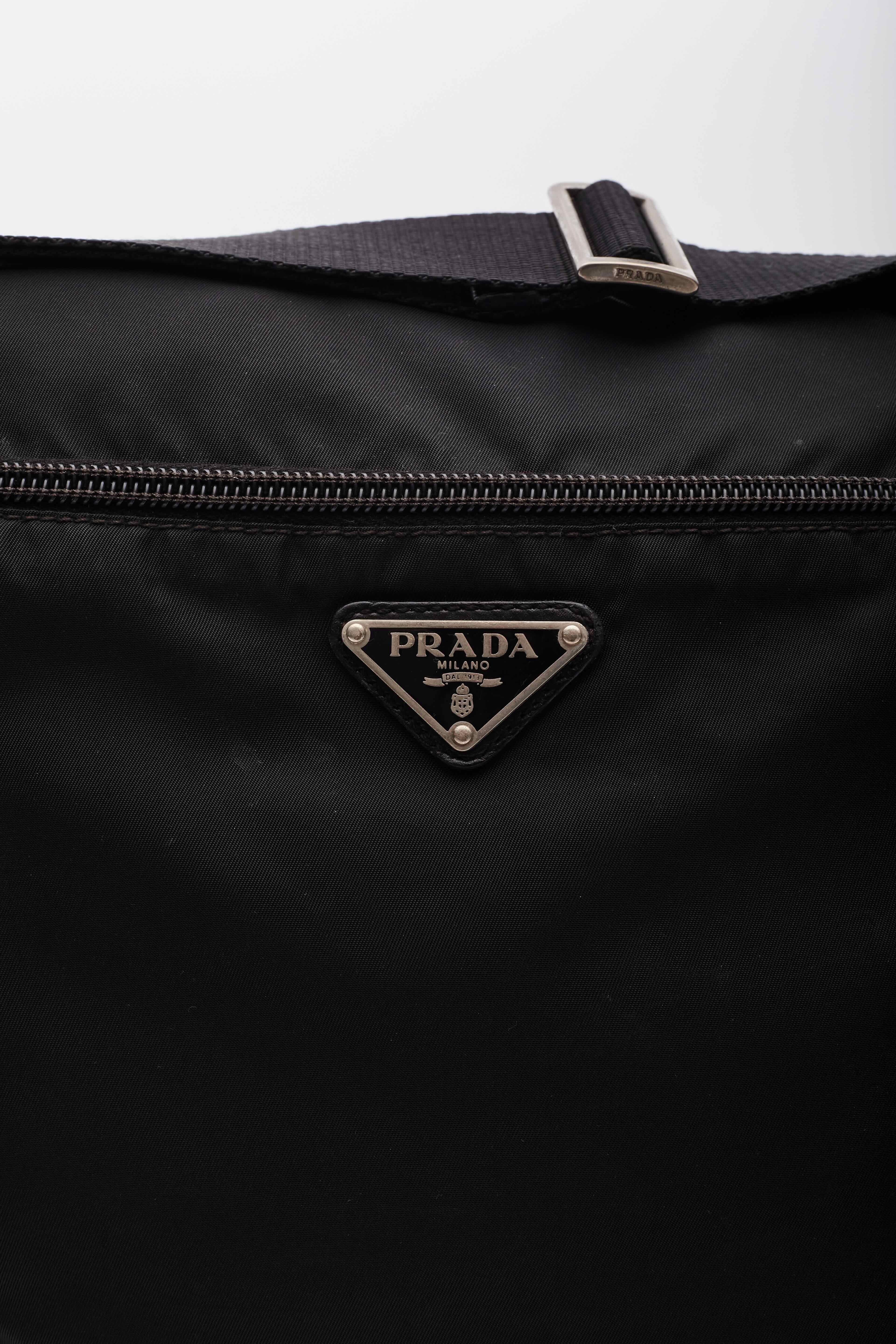 Prada Black Nylon Messenger Bag For Sale 5