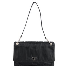 Prada Black Nylon Metal Shoulder Bag