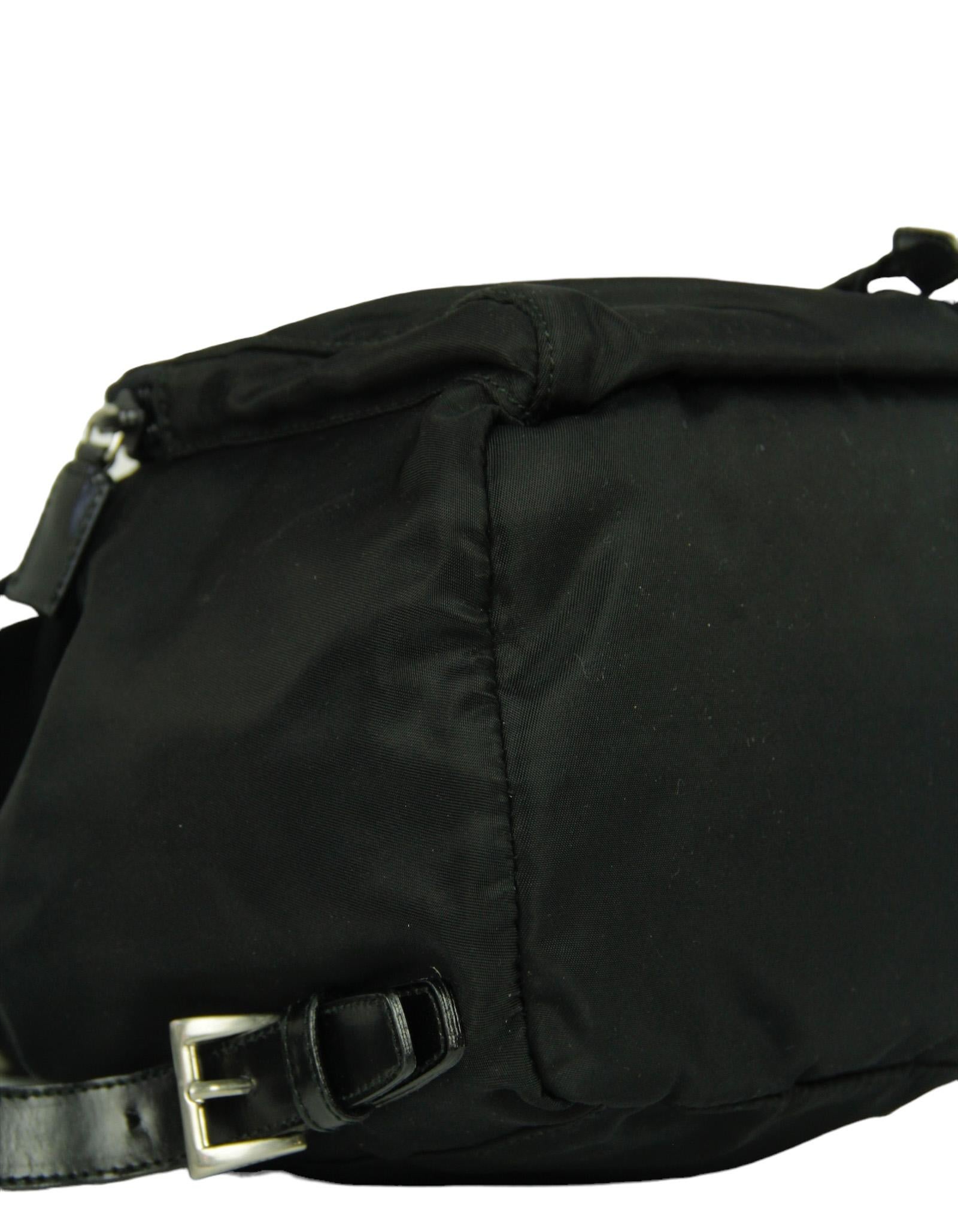 Prada Black Nylon Mini Backpack Bag w/ Front Pocket In Good Condition In New York, NY