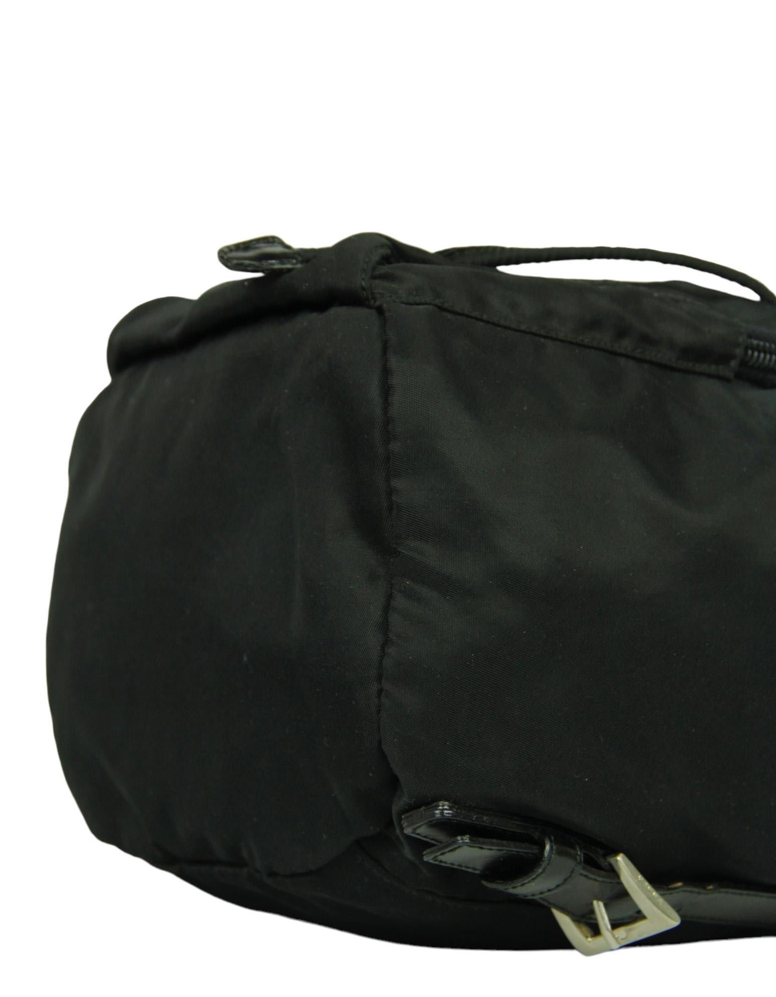 Women's Prada Black Nylon Mini Backpack Bag w/ Front Pocket