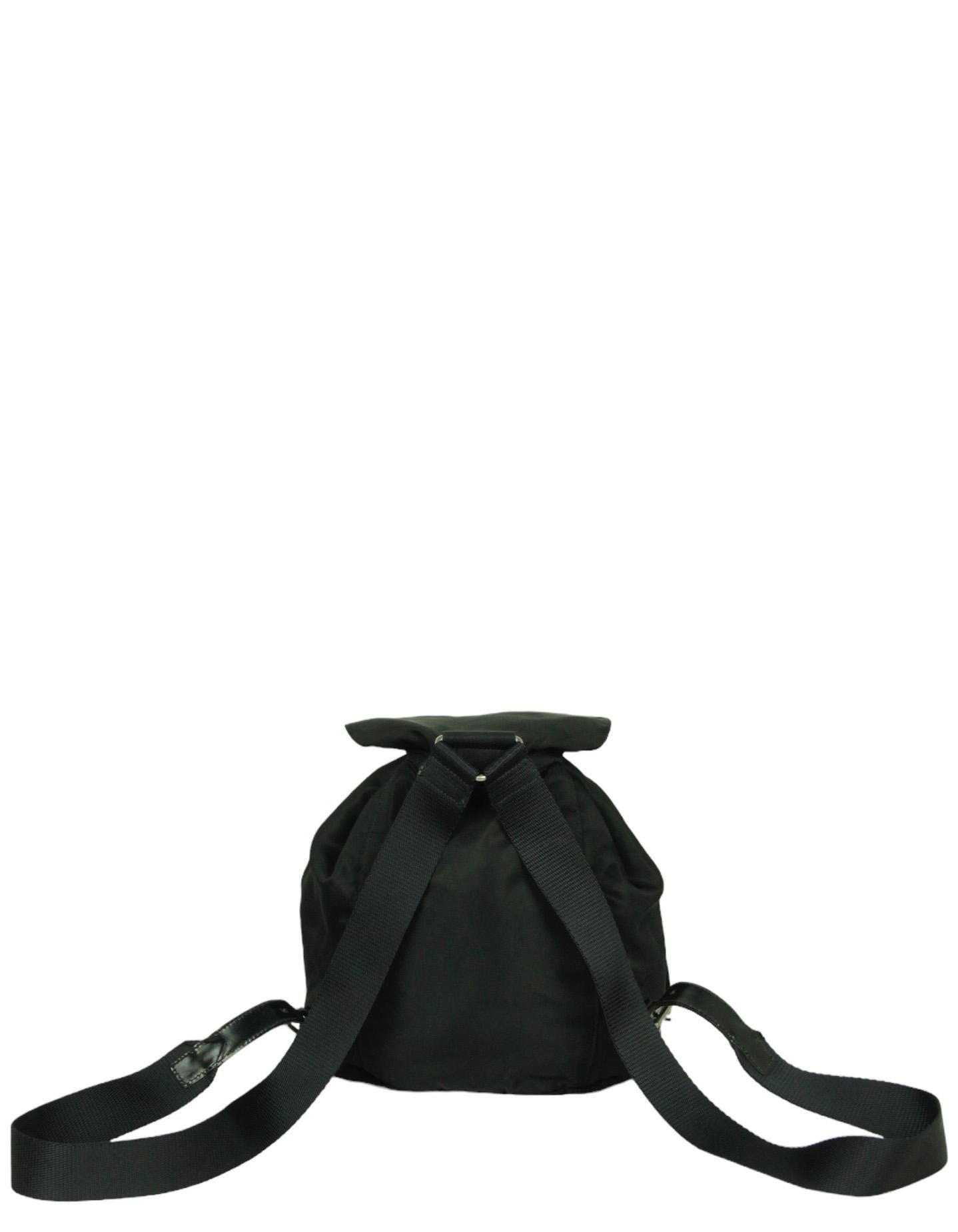 Prada Black Nylon Mini Backpack Bag w/ Front Pocket 1