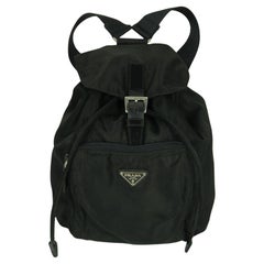 Prada Black Nylon Mini Backpack Bag w/ Front Pocket