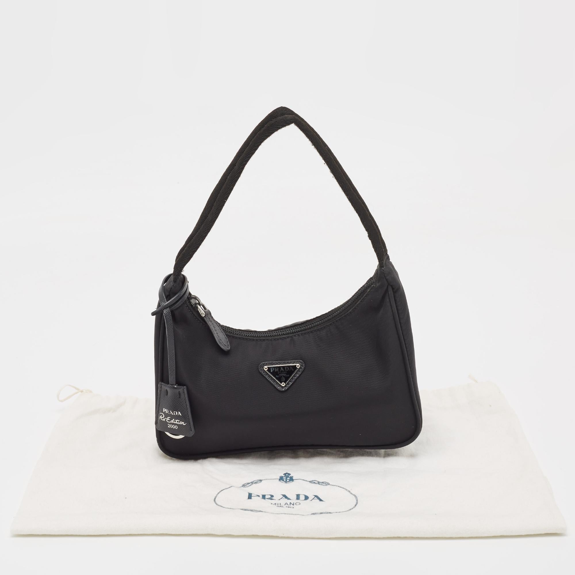 Prada Black Nylon Mini Re-Edition 2000 Shoulder Bag 8