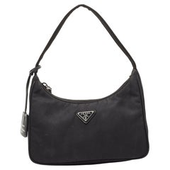 Used Prada Black Nylon Mini Re-Edition 2000 Shoulder Bag