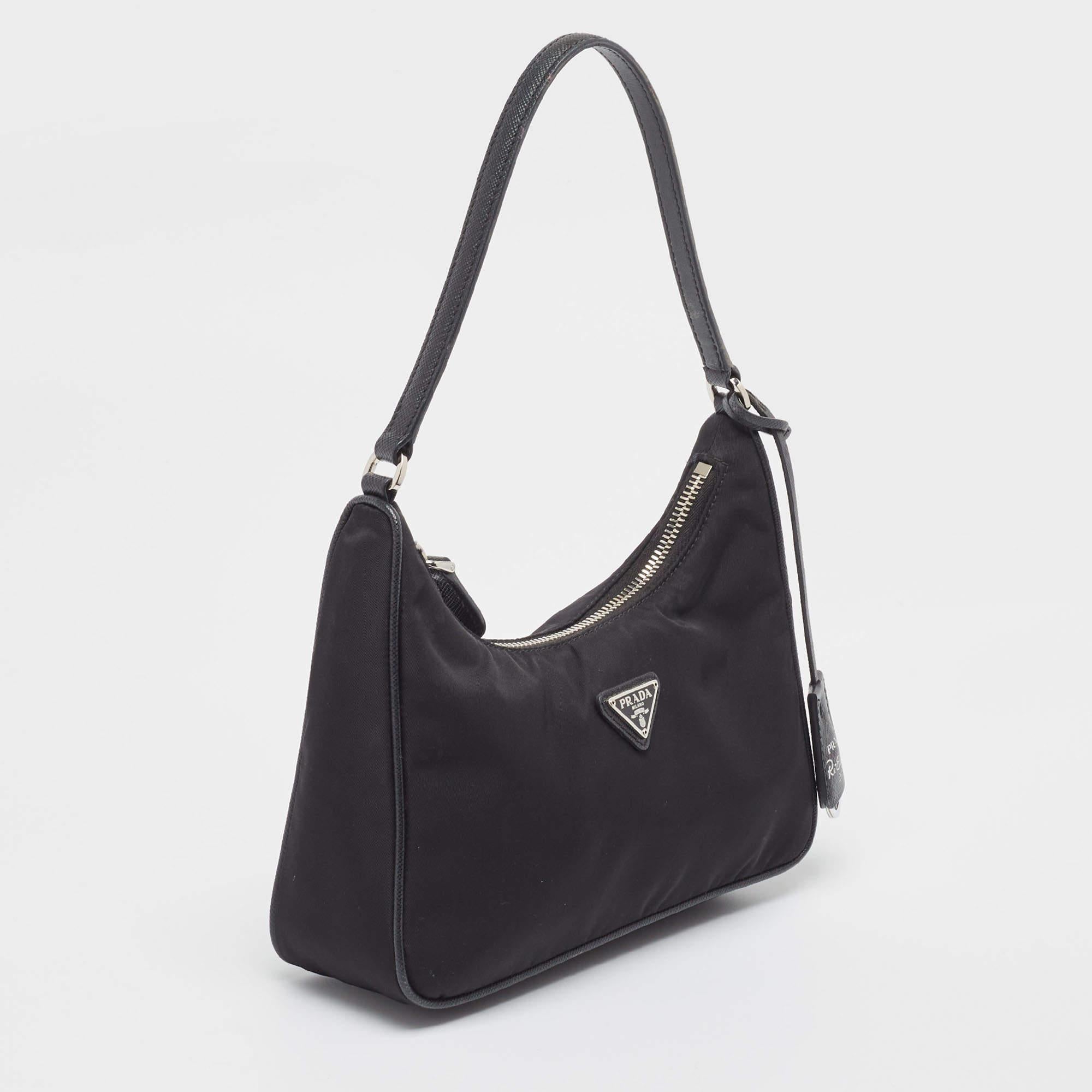 Women's Prada Black Nylon Mini Re-Edition 2005 Baguette Bag