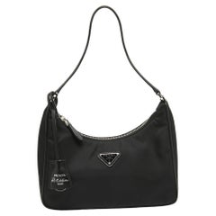 Used Prada Black Nylon Mini Re-Edition 2005 Shoulder Bag