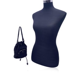 Prada Black Nylon Mini Tessuto Nylon Duet Bucket Bag Handbag