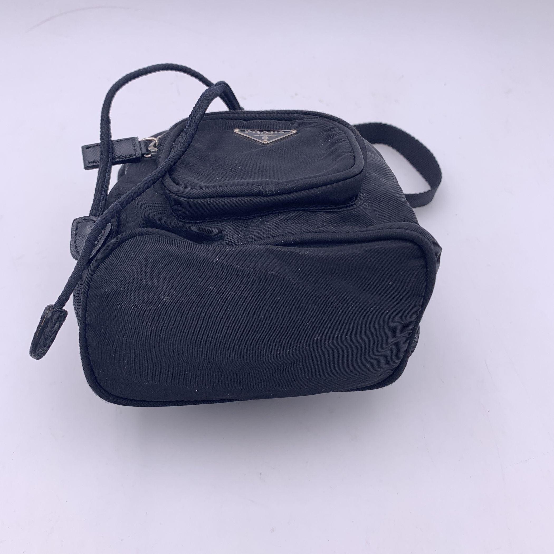 Prada Black Nylon Mini Tessuto Nylon Duet Bucket Bag Handbag In Good Condition In Rome, Rome