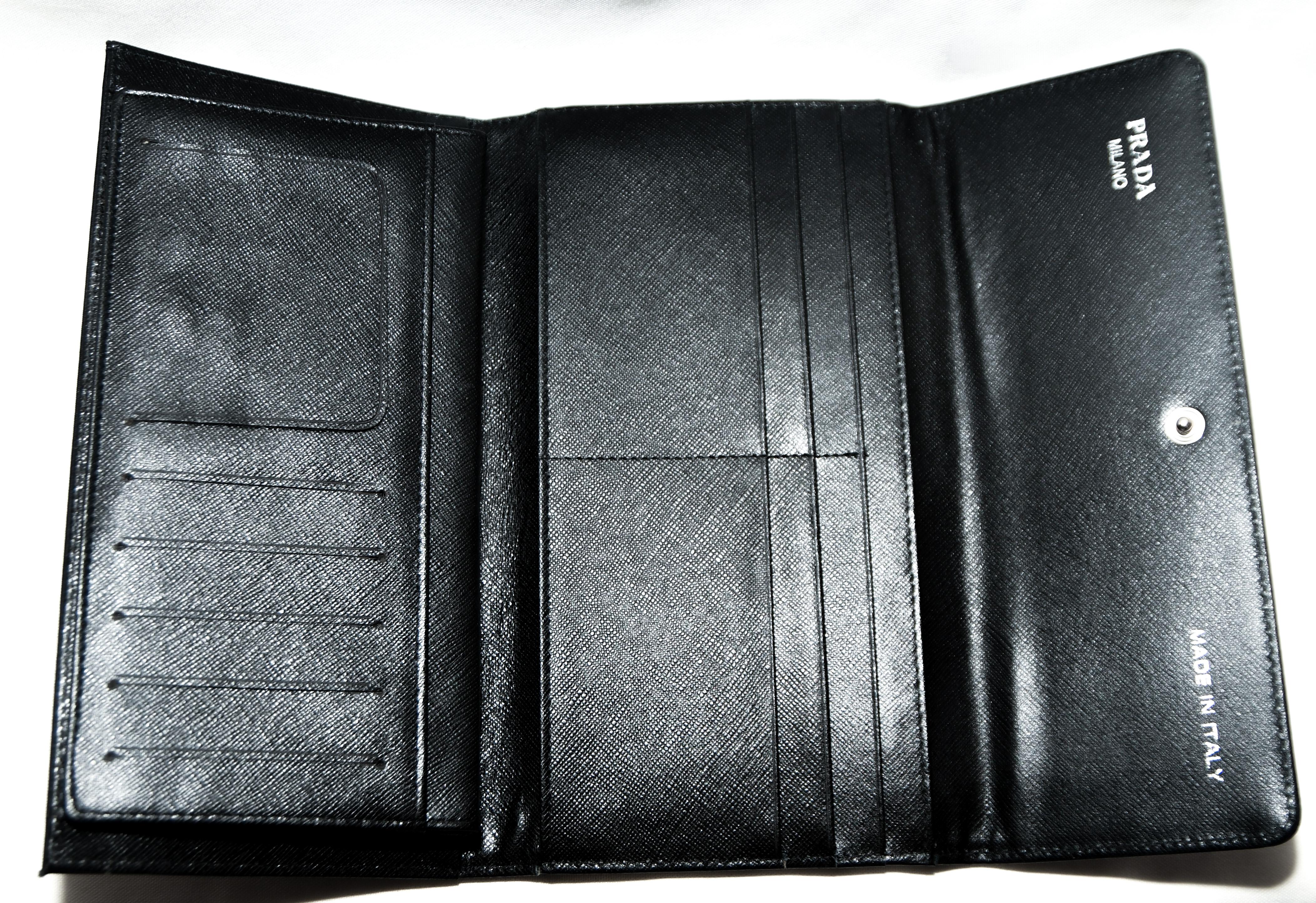 prada black nylon wallet
