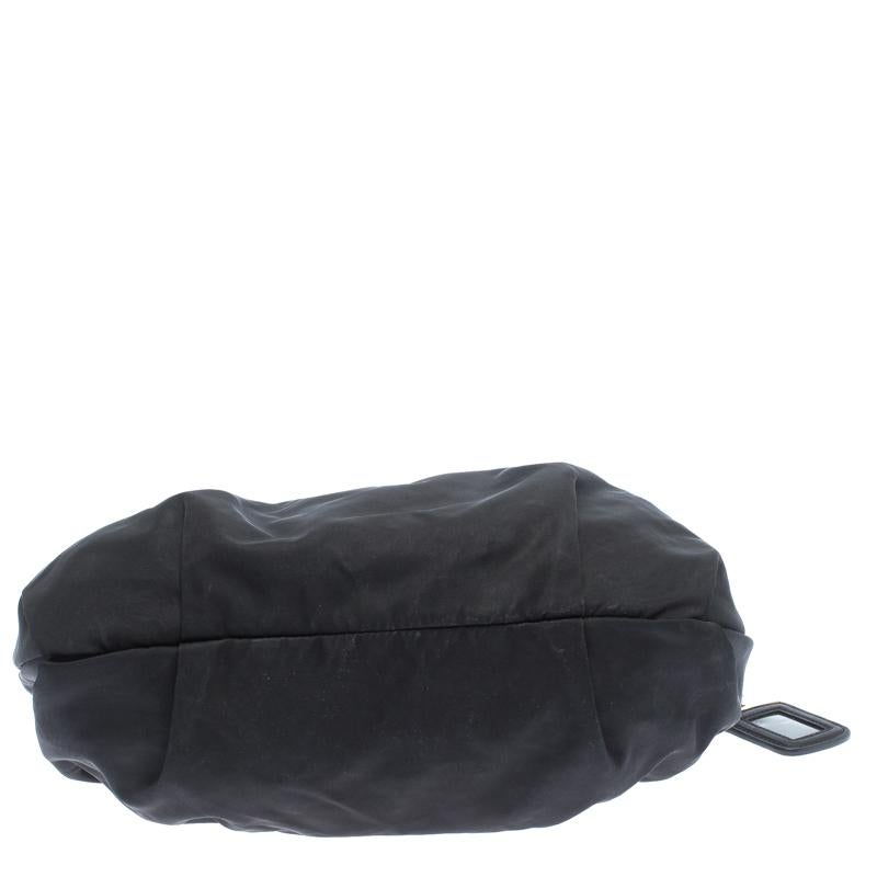 Prada Black Nylon Pleated Shoulder Bag 3