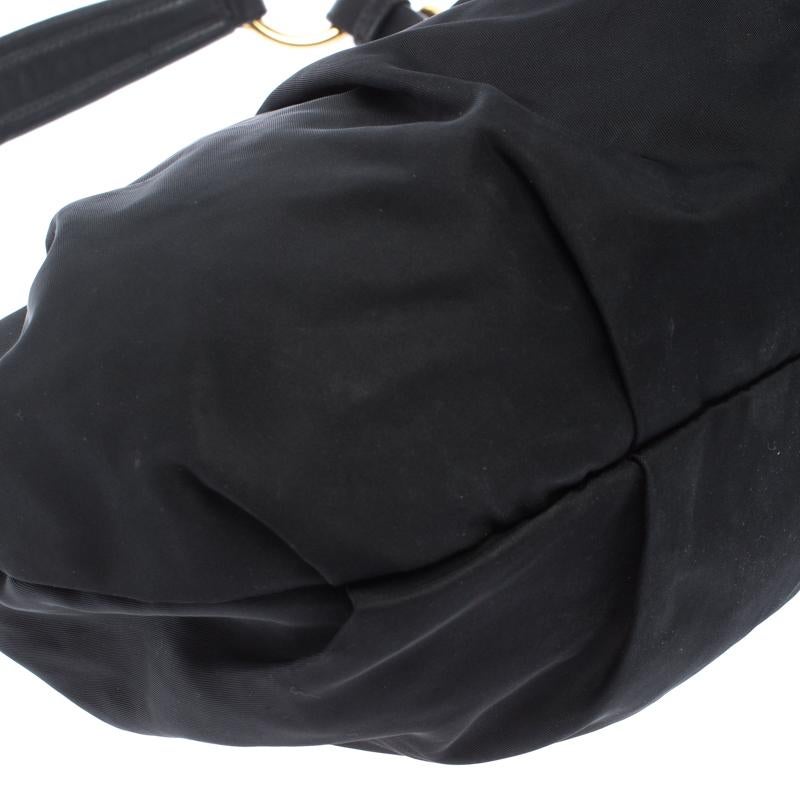 Prada Black Nylon Pleated Shoulder Bag 2