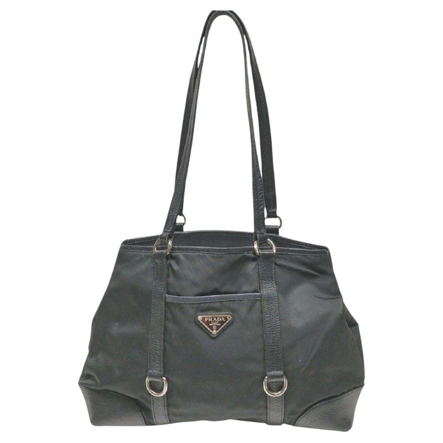 Prada Black Nylon Pocket Tote Bag 863151 For Sale at 1stDibs