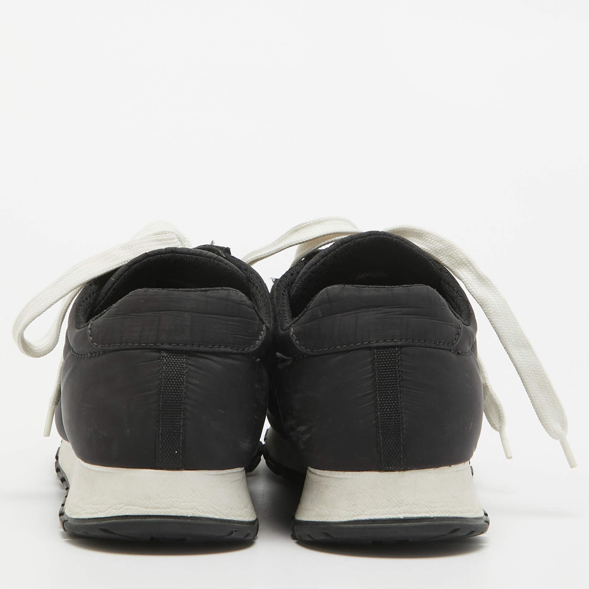 Prada Black Nylon Prax 01 Lace Up Sneakers Size 38.5 1